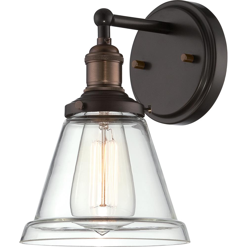 Nuvo Lighting 60/5512  Vintage - 1 Light Sconce with Clear Glass - Vintage Lamp Included in Rustic Bronze Finish